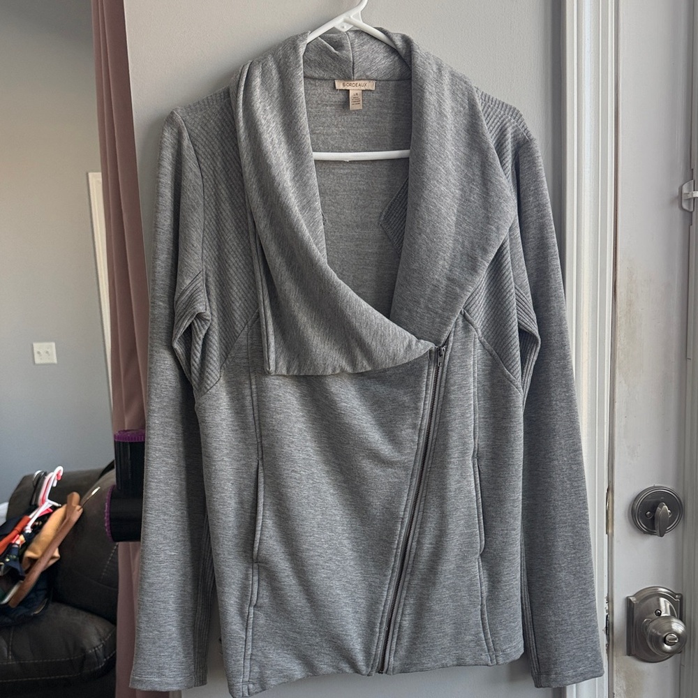 Bordeaux Gray Zip Jacket Sweater